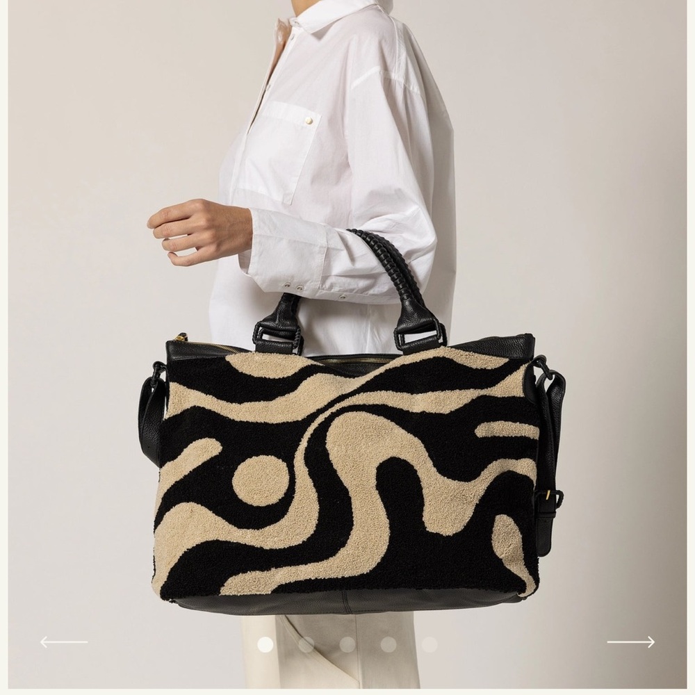 Cleobella Weekender Yin-Yang Black and Tan Women's Bag